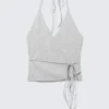 Wrap Halter Top – Grey Melange