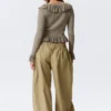 Yulia B Frilled Knitted V-Neck Cardigan – Dusty Khaki Green