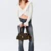 Yulia B Frilled Knitted V-Neck Cardigan – White