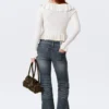 Yulia B Frilled Knitted V-Neck Cardigan – White