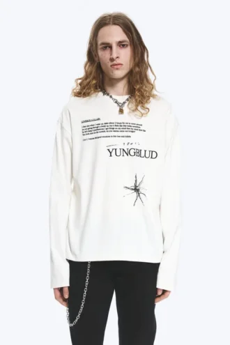 Yungblud Boxy Printed Long-Sleeved Tee – Off-White