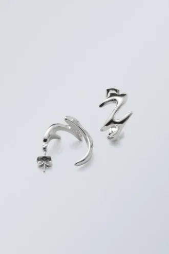 Zig-Zag Hoop Earrings – Silver