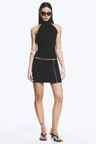 Zip Mini Skirt – Black