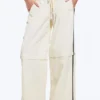 Zip-Off Nylon Track Trousers – Beige – Black Stripe