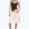 Zip-Off Nylon Track Trousers – Beige – Black Stripe