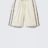 Zip-Off Nylon Track Trousers – Beige – Black Stripe