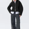 Zip-Off Nylon Track Trousers – Black – Beige Stripe