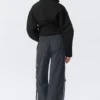 Zip-Off Nylon Track Trousers – Black – Beige Stripe