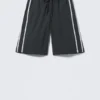 Zip-Off Nylon Track Trousers – Black – Beige Stripe