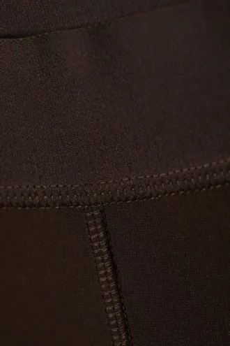 Zipped Stretchy Trousers – Dark Brown